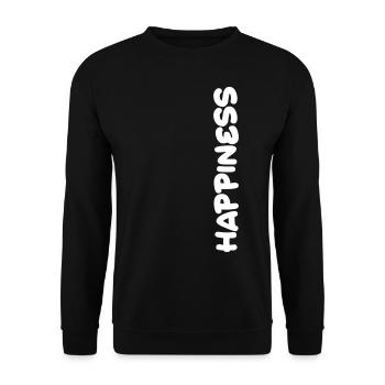 Happiness Schriftzug in weiß - Unisex Pullover - Schwarz - Vorne - Alina (178cm) & Michal (187cm)