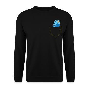 Perruche - Dans la poche poitrine / poche de chemise - Sweat-shirt Unisexe - noir - Devant - Alina (178cm) & Michal (187cm)