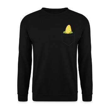 Maïs sur l’épi - Dans la poche de poitrine / poche de chemise - Sweat-shirt Unisexe - noir - Devant - Alina (178cm) & Michal (187cm)