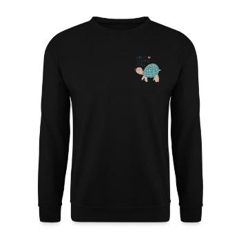 Illustration "Kind is the new cool" - Unisex Pullover - Schwarz - Vorne - Alina (178cm) & Michal (187cm)