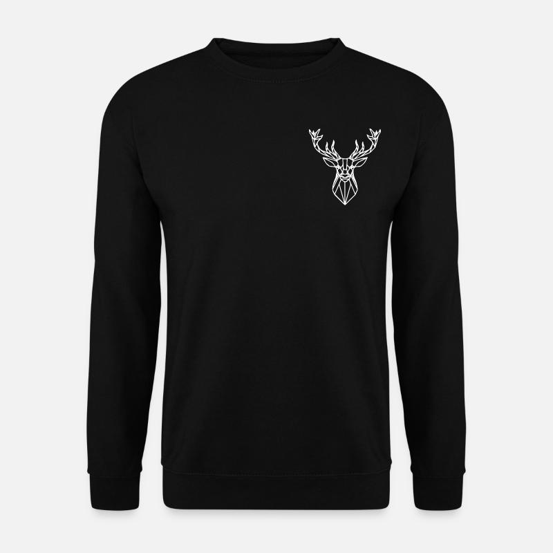 Geometrischer Hirsch Geschenk Idee weiß - Unisex Pullover - Schwarz