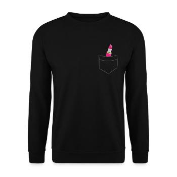 Lipstick - In chest pocket / shirt pocket - Unisex Sweatshirt - black - Front - Alina (178cm) & Michal (187cm)