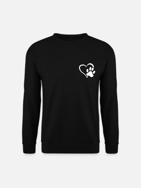 Hundepfote Hund Herz Pfote Hundeliebe Hundehalter - Unisex Pullover - Schwarz
