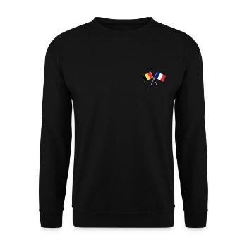 Belgium crossed France flag with flag - Unisex Sweatshirt - black - Front - Alina (178cm) & Michal (187cm)