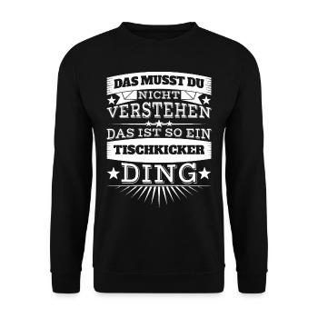 Tischkicker Ding - Unisex Pullover - Schwarz - Vorne - Alina (178cm) & Michal (187cm)