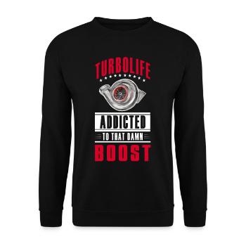 TURBO LIFE - Boost addicted - clean version - Unisex Sweatshirt - black - Front - Alina (178cm) & Michal (187cm)