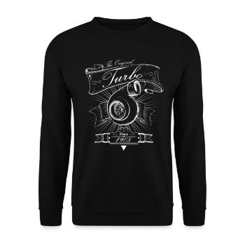 turbo vintage since 1905 - white edition - Unisex Pullover - Schwarz - Vorne - Alina (178cm) & Michal (187cm)
