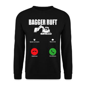 Bagger Maschinenführer Arbeit Beruf Job Gala bau - Unisex Pullover - Schwarz - Vorne - Alina (178cm) & Michal (187cm)