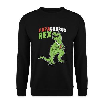 Papasaurus Rex - Vatertag Herrentag Männertag Papa - Unisex Pullover - Schwarz - Vorne - Alina (178cm) & Michal (187cm)