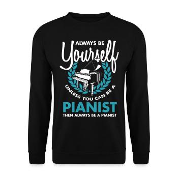 Klavier Piano Pianist Musik Instrument Geschenk - Unisex Pullover - Schwarz - Vorne - Alina (178cm) & Michal (187cm)