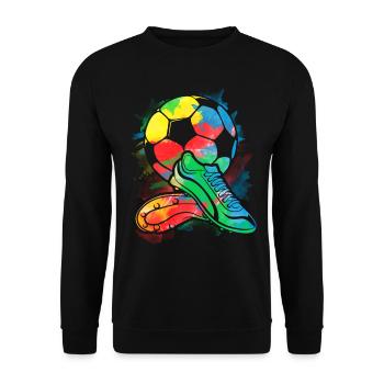 Fußball klemmt Aquarell Shirt - Spielerhemd - Unisex Pullover - Schwarz - Vorne - Alina (178cm) & Michal (187cm)