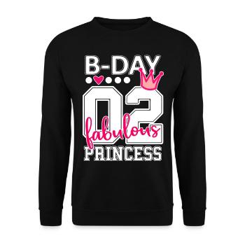 2ème anniversaire numéro 02 princesse - Sweat-shirt Unisexe - noir - Devant - Alina (178cm) & Michal (187cm)