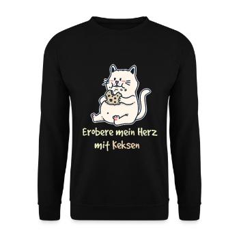 Conquer My Heart with Cookies Fantasy Cat Kids - Unisex Sweatshirt - black - Front - Alina (178cm) & Michal (187cm)