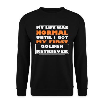 Golden Retriever Geschenkidee - Unisex Pullover - Schwarz - Vorne - Alina (178cm) & Michal (187cm)