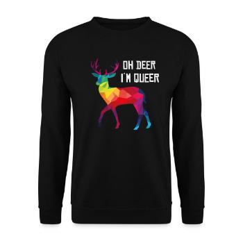 Oh Deer At Queer Gay LGBT Deer Funny Gift - Unisex Sweatshirt - black - Front - Alina (178cm) & Michal (187cm)