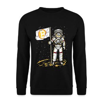 Bitcoin Astronaut To The Moon BTC Crpyto Bit Coin - Unisex Pullover - Schwarz - Vorne - Alina (178cm) & Michal (187cm)