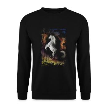 chevaux - Sweat-shirt Unisexe - noir - Devant - Alina (178cm) & Michal (187cm)