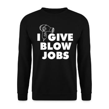 Ich gebe Blowjobs Grafik - Unisex Pullover - Schwarz - Vorne - Alina (178cm) & Michal (187cm)