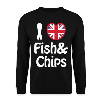 I Heart [Love] Fish & Chips - Unisex Sweatshirt - black - Front - Alina (178cm) & Michal (187cm)