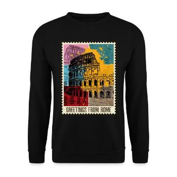 Rome Rome Italy City Skyline Stamp Colorful - Unisex Sweatshirt - black - Front - Alina (178cm) & Michal (187cm)