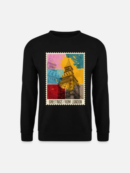Londres Angleterre UK City Skyline Stamp Coloré - Sweat-shirt Unisexe - noir