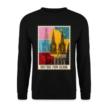 Cathédrale de Cologne Allemagne Timbre d’horizon de la ville - Sweat-shirt Unisexe - noir - Devant - Alina (178cm) & Michal (187cm)