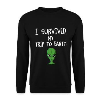 Alien Tshirt UFO Alien Children Mars Gentlemen - Unisex Sweatshirt - black - Front - Alina (178cm) & Michal (187cm)