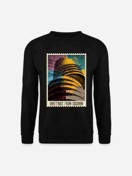 Bochum Deutschland Stadt Skyline Briefmarke Bunt - Unisex Pullover - Schwarz