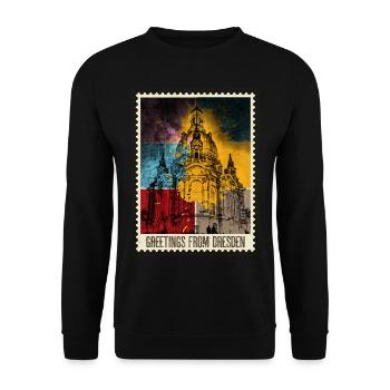 Timbre d’horizon de la ville de Dresde en Allemagne - Sweat-shirt Unisexe - noir - Devant - Alina (178cm) & Michal (187cm)