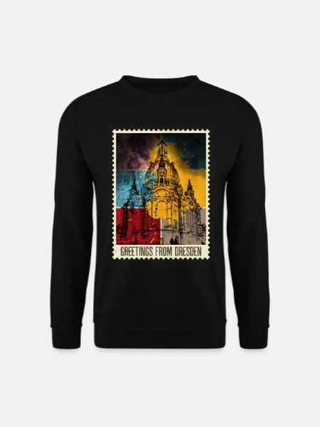 Dresden Germany City Skyline Stamp - Unisex Sweatshirt - black