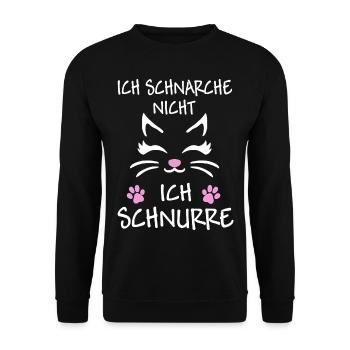 Ich schnarche nicht ich schnurre - lustige Katze - Unisex Pullover - Schwarz - Vorne - Alina (178cm) & Michal (187cm)