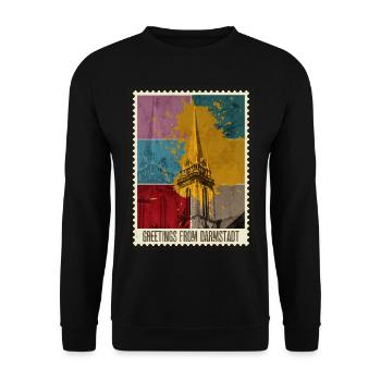 Darmstadt Germany City Skyline Stamp - Unisex Sweatshirt - black - Front - Alina (178cm) & Michal (187cm)