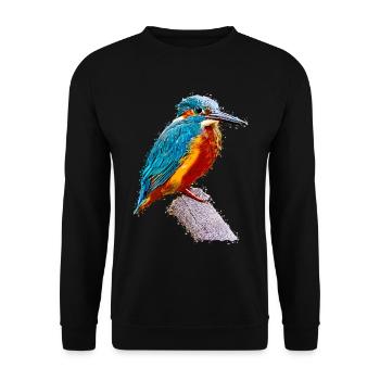Hummingbird Bird Animal Art Watercolor Cartoon Colorful - Unisex Sweatshirt - black - Front - Alina (178cm) & Michal (187cm)