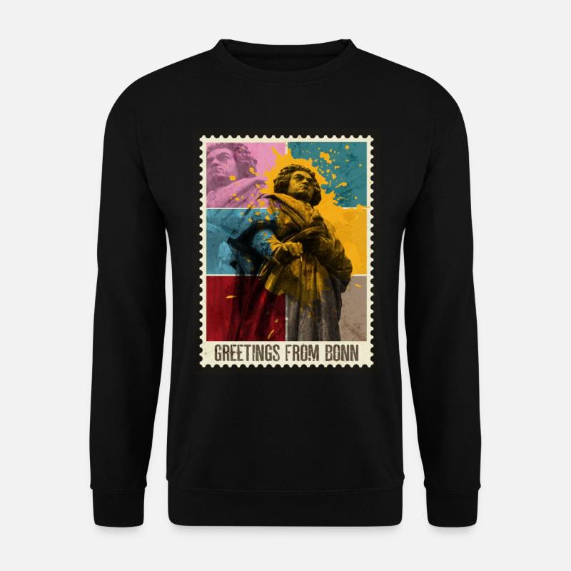 Bonn Deutschland Stadt Skyline Briefmarke Bunt - Unisex Pullover - Schwarz