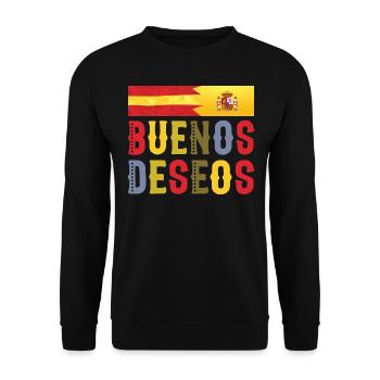 Buenos Deseos- Herzlichen Glückwunsch Tshirt - Unisex Pullover - Schwarz - Vorne - Alina (178cm) & Michal (187cm)