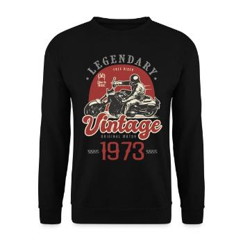 1973 anniversaire moto motard vintage 50 ans - Sweat-shirt Unisexe - noir - Devant - Alina (178cm) & Michal (187cm)