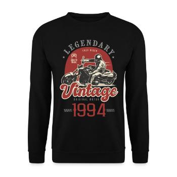 1994 Anniversary Vintage Motorcycle Biker Years - Unisex Sweatshirt - black - Front - Alina (178cm) & Michal (187cm)