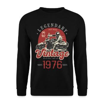 1976 Anniversary Motorcycle Biker Vintage Years - Unisex Sweatshirt - black - Front - Alina (178cm) & Michal (187cm)