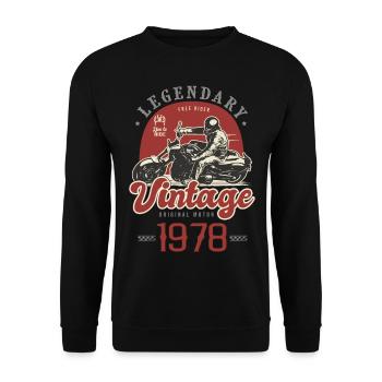 1978 Jubiläum Motorrad Biker Vintage Jahre - Unisex Pullover - Schwarz - Vorne - Alina (178cm) & Michal (187cm)