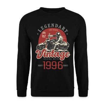 1996 Jubiläum Motorrad Biker Jahrgang - Unisex Pullover - Schwarz - Vorne - Alina (178cm) & Michal (187cm)