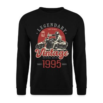 1995 Anniversary Motorcycle Biker Vintage Years - Unisex Sweatshirt - black - Front - Alina (178cm) & Michal (187cm)