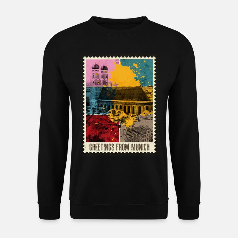 München Deutschland Stadt Skyline Briefmarke - Unisex Pullover - Schwarz