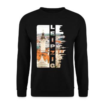 Leipzig Deutschland Stadt Skyline Heimat Liebe - Unisex Pullover - Schwarz - Vorne - Alina (178cm) & Michal (187cm)