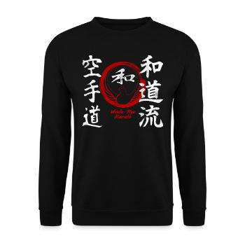 Karate Wado Ryu Kanji Kampfkunst Japan - Unisex Pullover - Schwarz - Vorne - Alina (178cm) & Michal (187cm)
