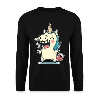 Unicorn Ugly Colorful Cute Cute Cartoon Comic - Unisex Sweatshirt - black - Front - Alina (178cm) & Michal (187cm)