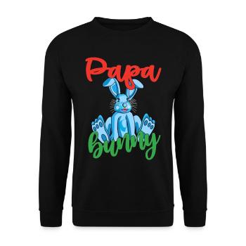 Papa banny, Papa Rabbit with saying - Easter - Unisex Sweatshirt - black - Front - Alina (178cm) & Michal (187cm)