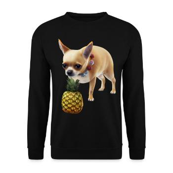 Chihuahua mit Ananas - Unisex Pullover - Schwarz - Vorne - Alina (178cm) & Michal (187cm)