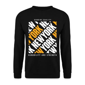 New York Urban Schriftzug - Unisex Pullover - Schwarz - Vorne - Alina (178cm) & Michal (187cm)