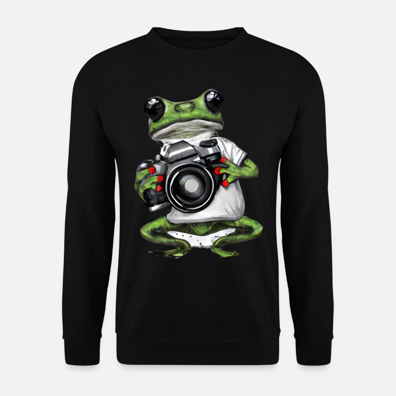 Frosch mit Fotoapparat - Unisex Pullover - Schwarz
