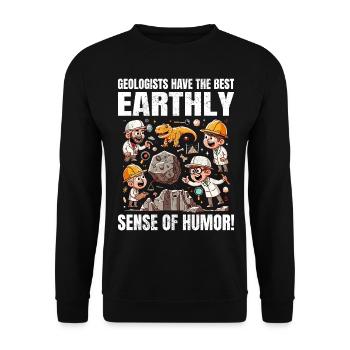Geologists Have the Best 'Earthly' Sense of Humor - Unisex Sweatshirt - black - Front - Alina (178cm) & Michal (187cm)
